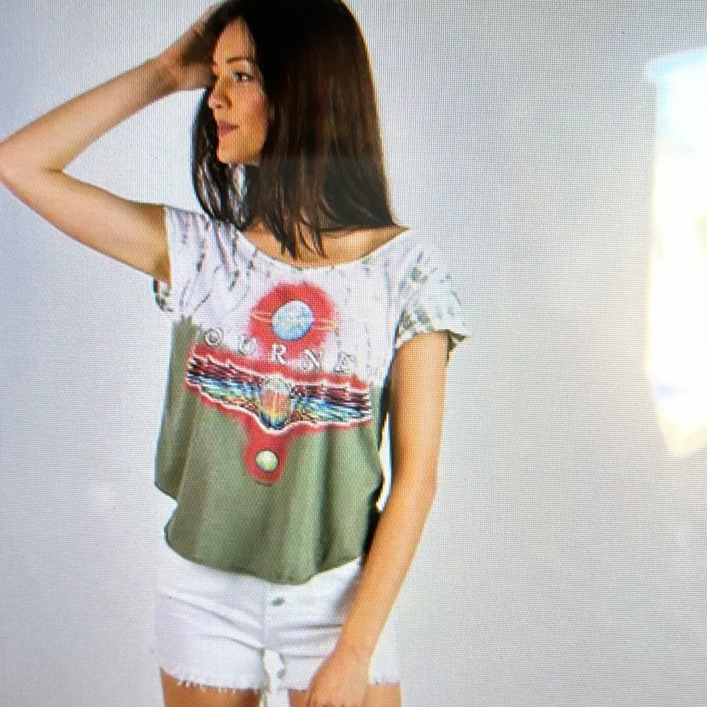 Trunk, LTD by three people journey, tie-dye green olive, sexy open neck new